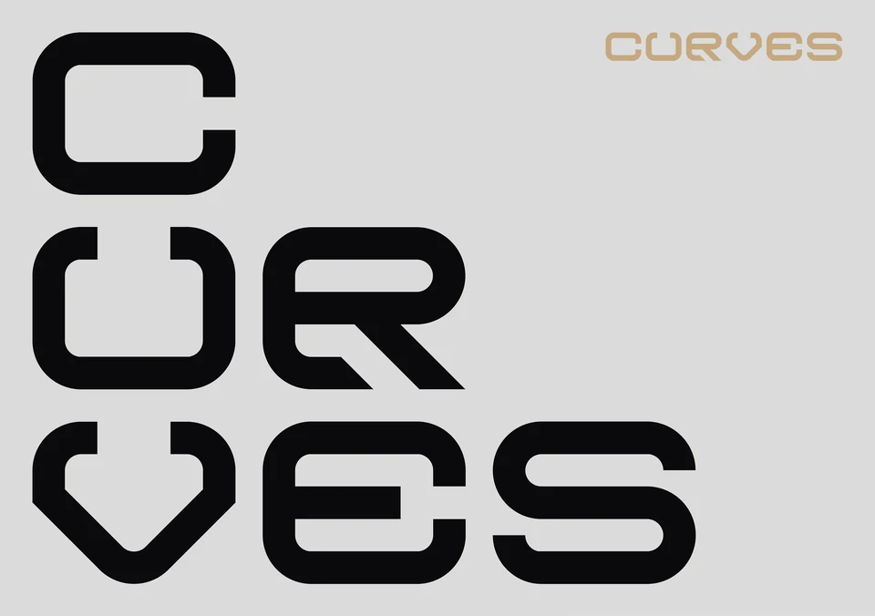 Geometric CURVES glyphs arranged as a black and white letterform study