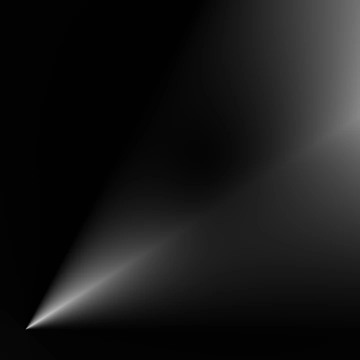 Monochrome Filen light study with soft beams emerging from the lower-left corner
