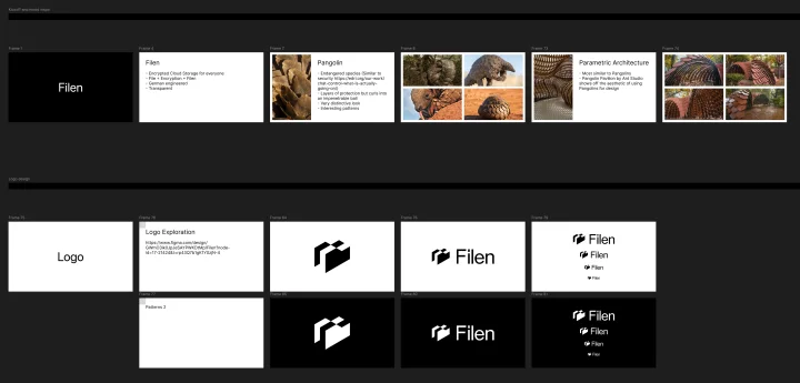 Filen identity exploration with pangolin and architectural references