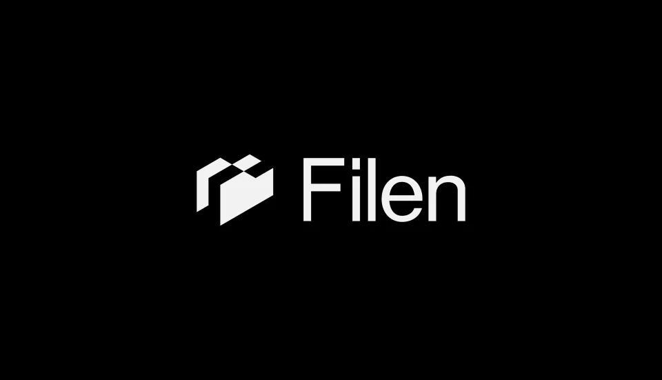 Final Filen mark and wordmark in white on black